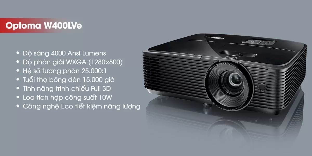 Optoma W400LVe m&aacute;y chiếu WXGA độ s&aacute;ng cao Full 3D