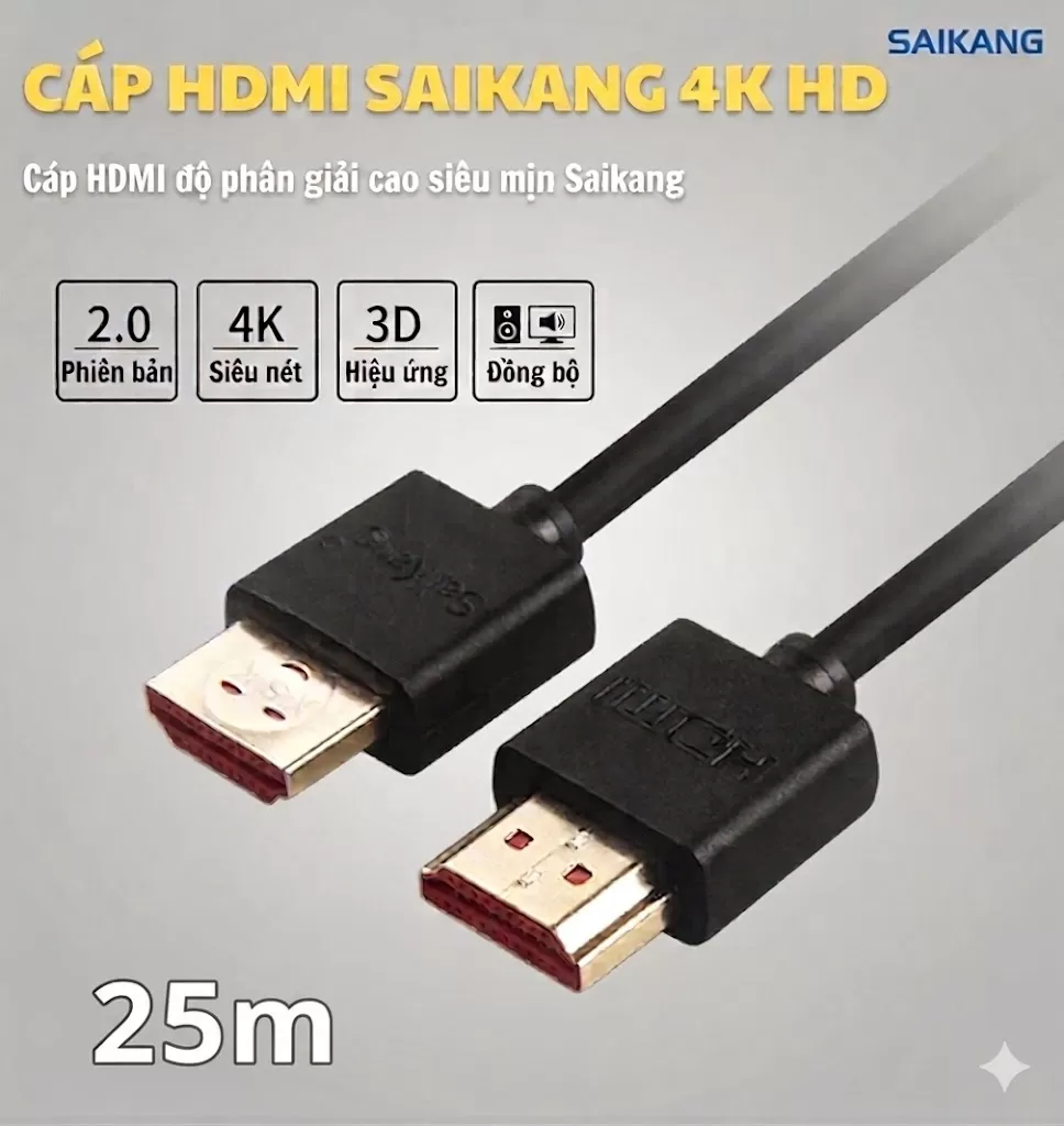 Cáp HDMI 2.0  25m  ( SaiKang )